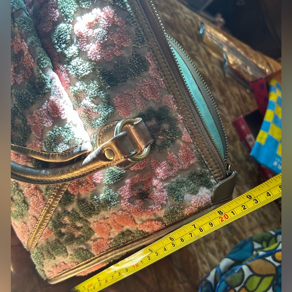 Anthropologie Floral Satchel in Pink and Green - Picture 6 of 8